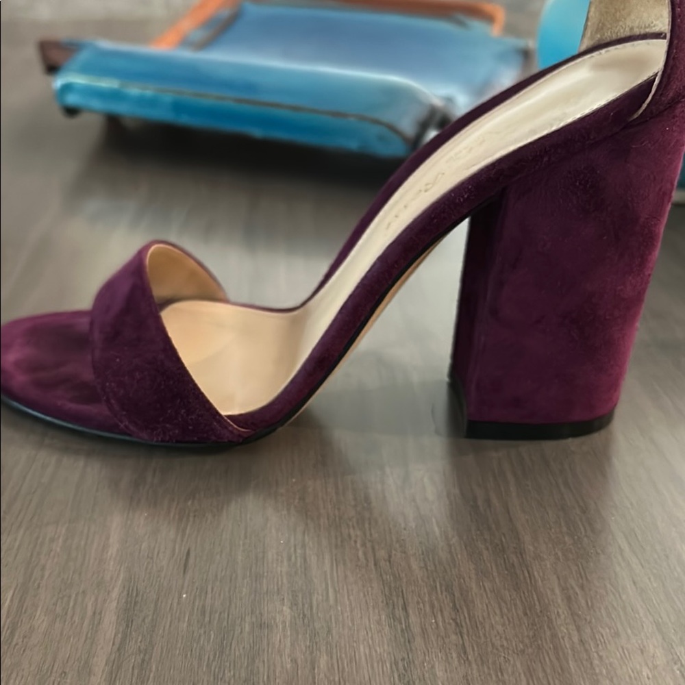 Gianvito Rossi Purple Suede Block Heel Heels